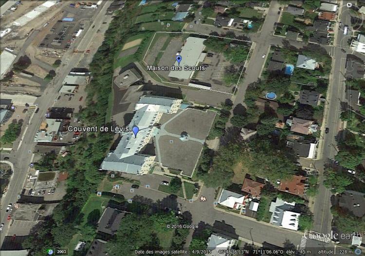 Le Couvent de Lévis et la Maison des Scouts situés dans la zone urbaine P-2166